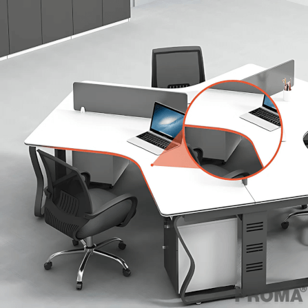 [Pre-order] โต๊ะทำงาน Proma-POD-05 สีขาว/ดำ แบบ 7 ที่นั่ง (มีตู้เอกสาร)_6